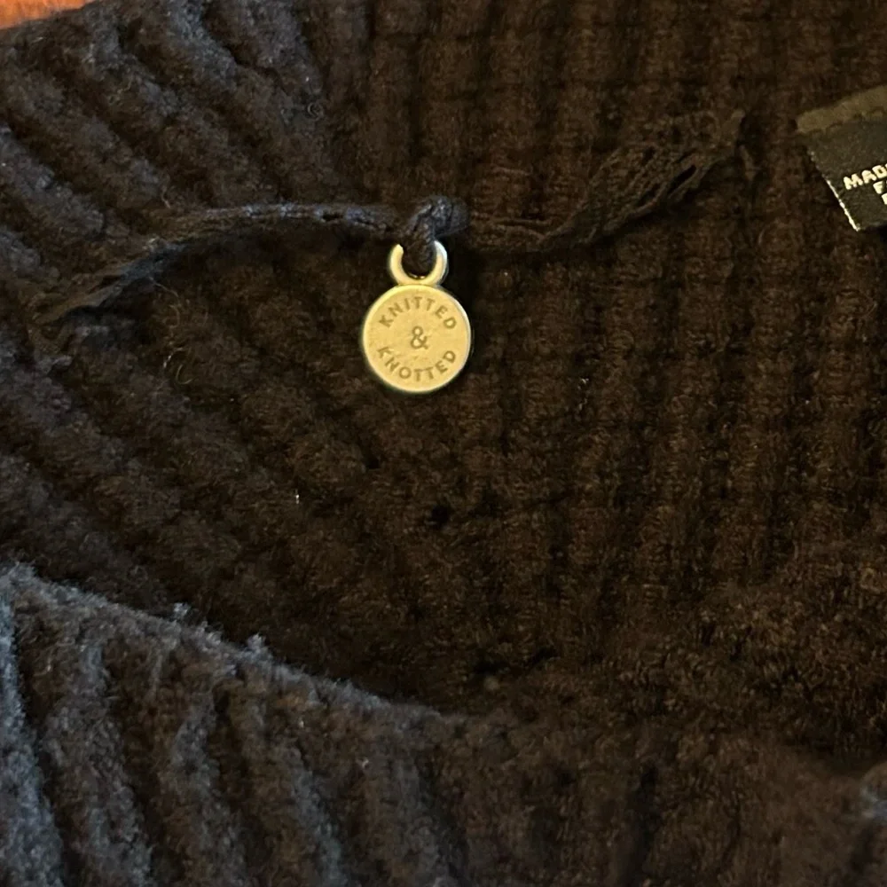 Anthropologie knitted and knotted mock neck ribbed sweater Black Size Small - Picture 4 of 5